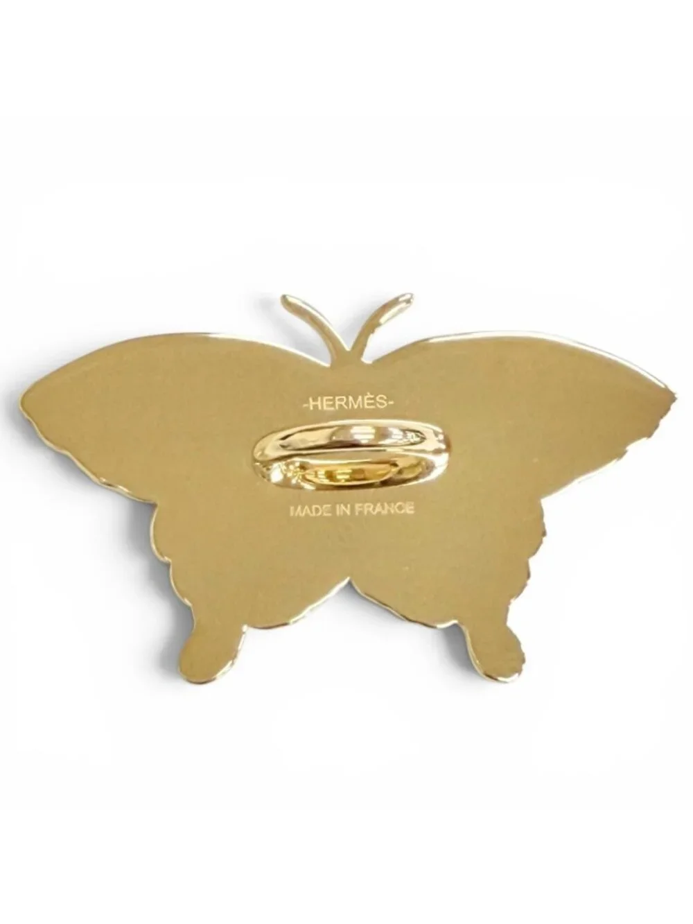 Hermes Scarf Ring Papillon Permabrass Marine Butterfly Twilly - Picture 3 of 6